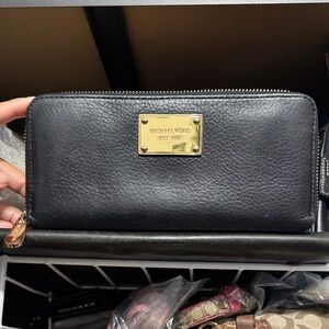 Michael Kors Black Leather Zip-Around Wallet